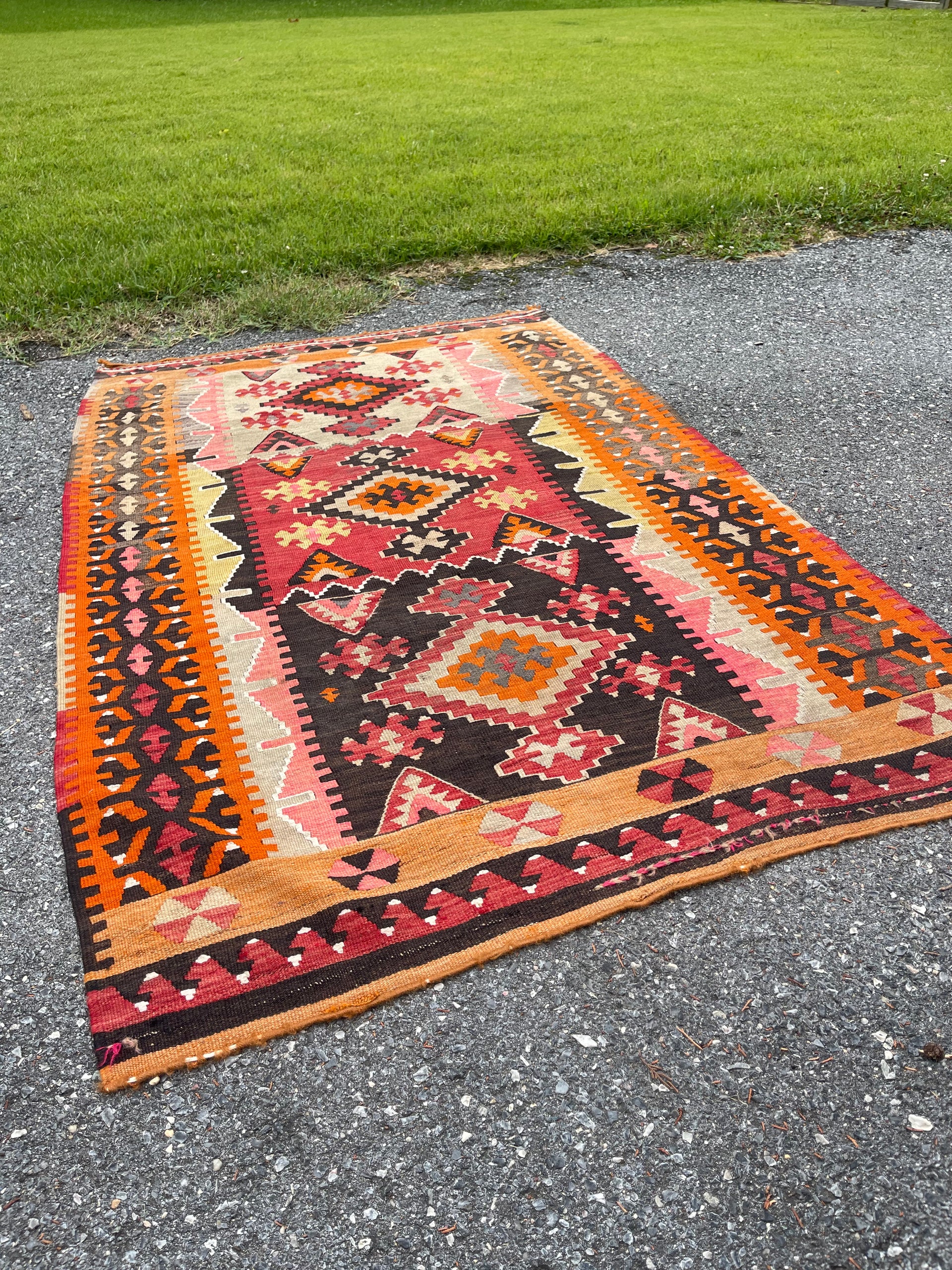 Vintage Tribal Kilim Turkish Area Rug