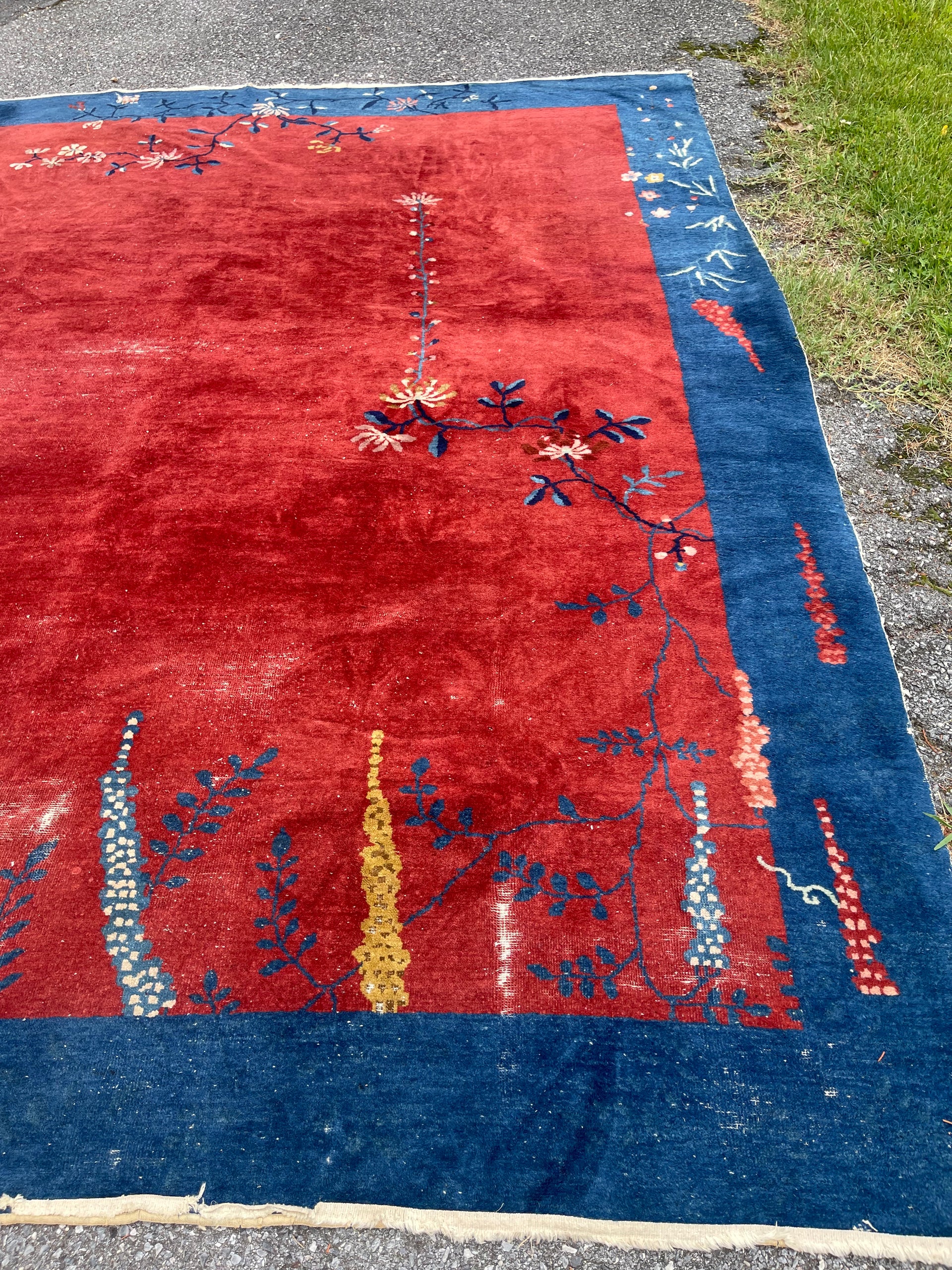 Large Antique Chinese Deco Area Rug (1920s)