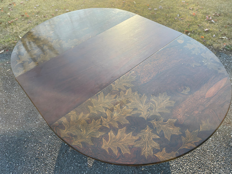 Rosewood Dining Table with Forestry Detail Painting by TL Moore