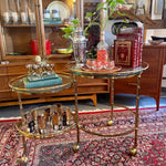 Hollywood Regency Style Brass and Glass Two Tiered Bar Cart