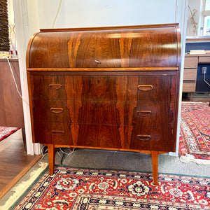 Scandinavian Modern Rosewood Roll Top Secretary Desk by Egon Ostergaard for Svensk Mobelindustri