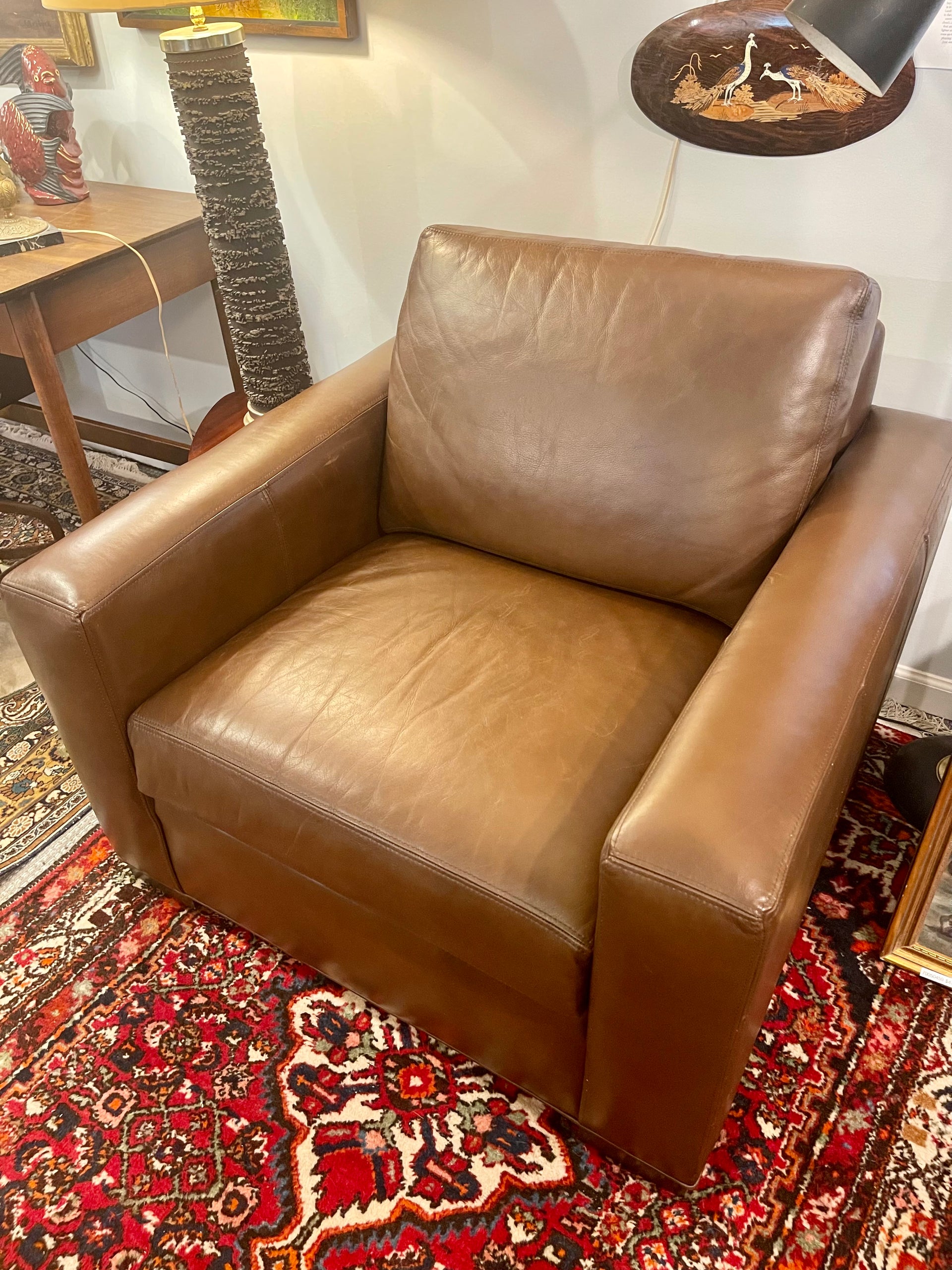 Spencer Track-Arm Leather Club Chair by Ethan Allen