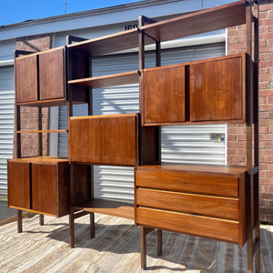 Scandinavian Modern-Style Modular Teak Wall Unit