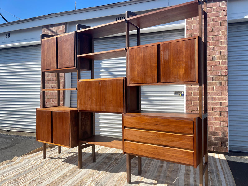 Scandinavian Modern-Style Modular Teak Wall Unit