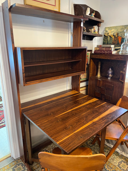 Fully Refinished Scandinavian Modern Rosewood Wall Unit & Gate-leg Table