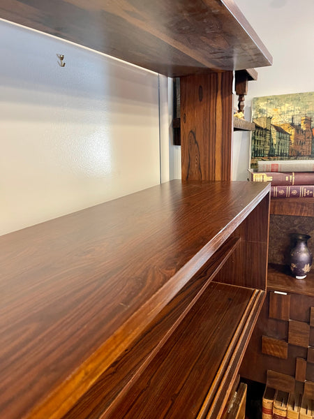 Fully Refinished Scandinavian Modern Rosewood Wall Unit & Gate-leg Table