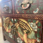 Petite Painted Asiatic Cabinet with Flower and Bird Motif