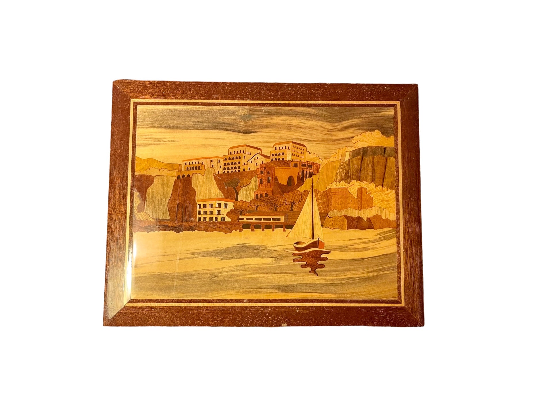 Vintage Parquetry Wood Inlaid Artwork