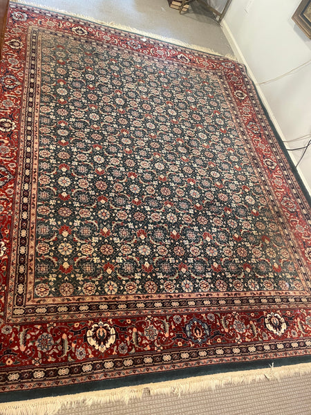 Vintage Aquamarine, Red and Blue Hand Knotted Area Rug