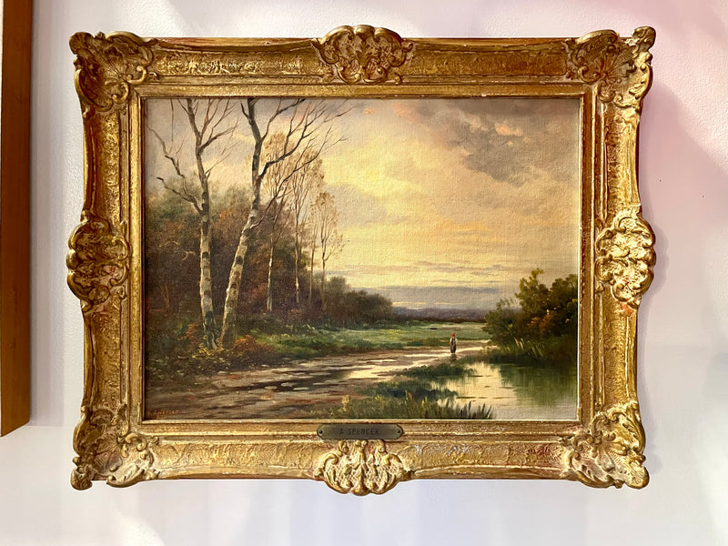 Oil on Canvas Painting in Gilt Frame Signed Augustus Spencer