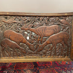 Vintage Hand-Carved Wooden Artwork Depicting Deer or Antelope