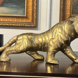 Vintage Brass Tiger Statue