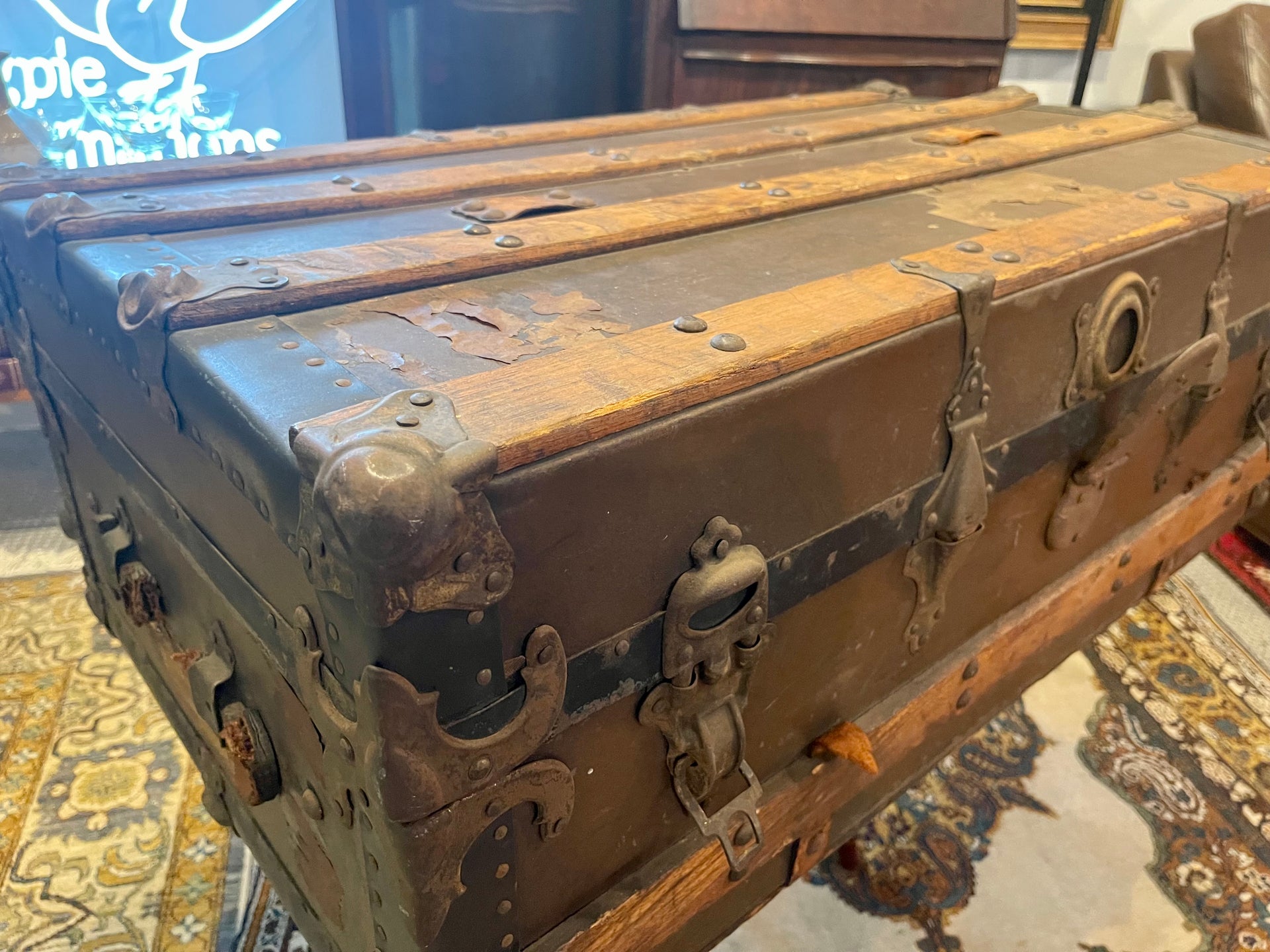 Antique Spanish American War (1898) Steamer Trunk