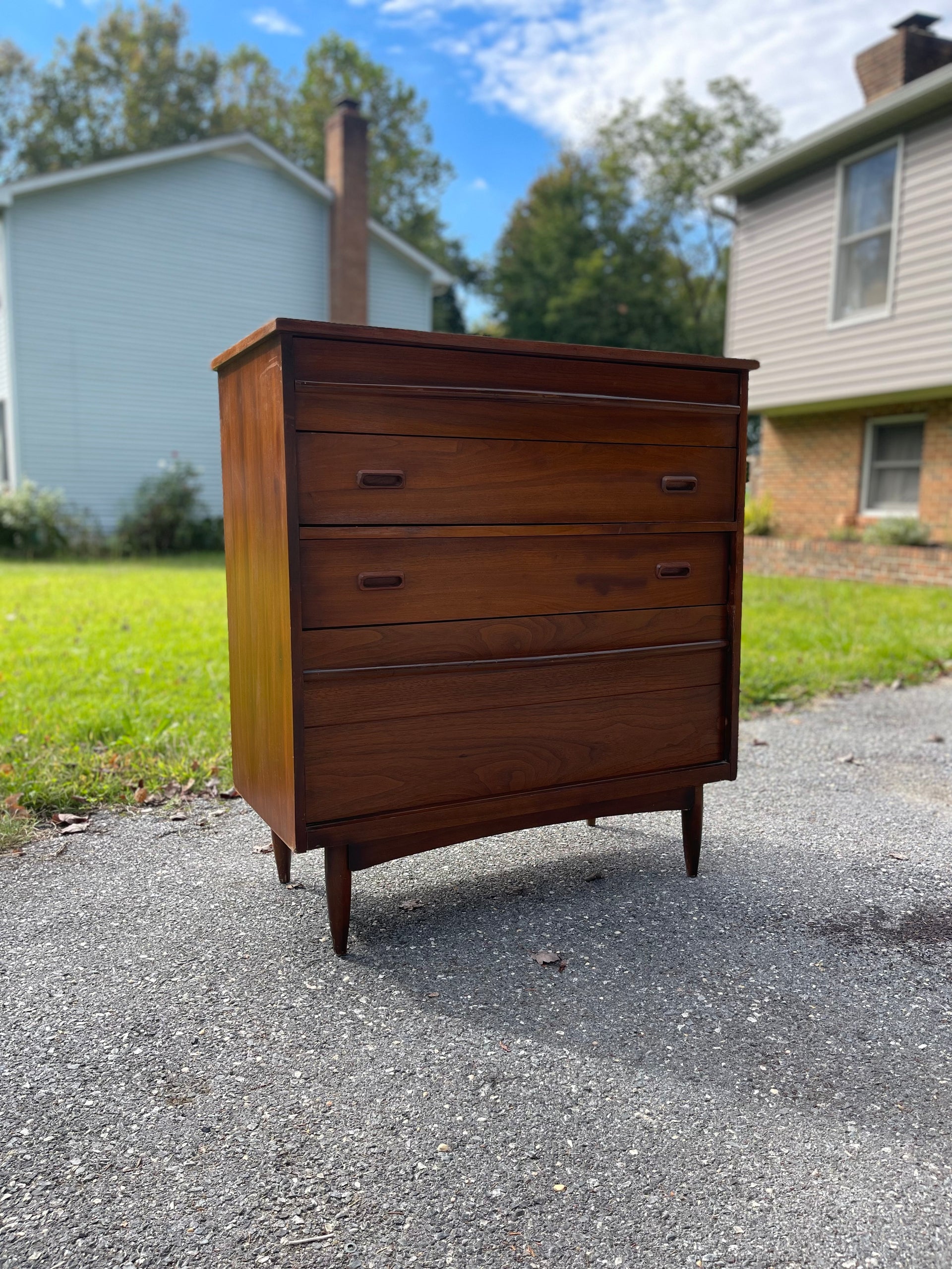 Midcentury Modern Mahogany Tallboy Dresser