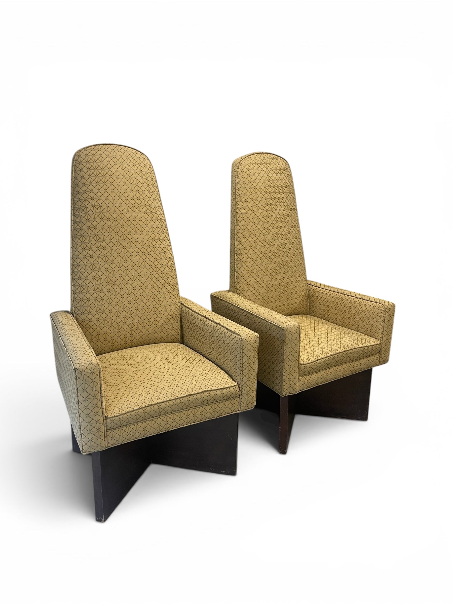Mid Century Modern High Back Lounge Chairs