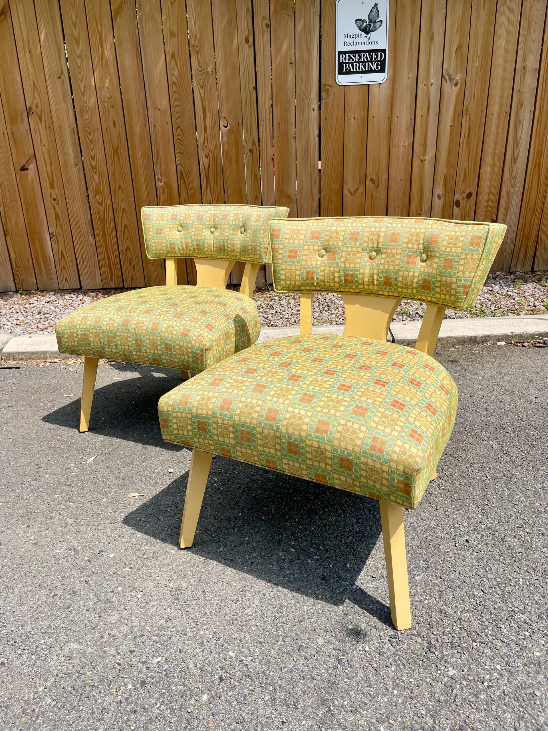 Groovy Midcentury Modern Low Upholstered Chairs