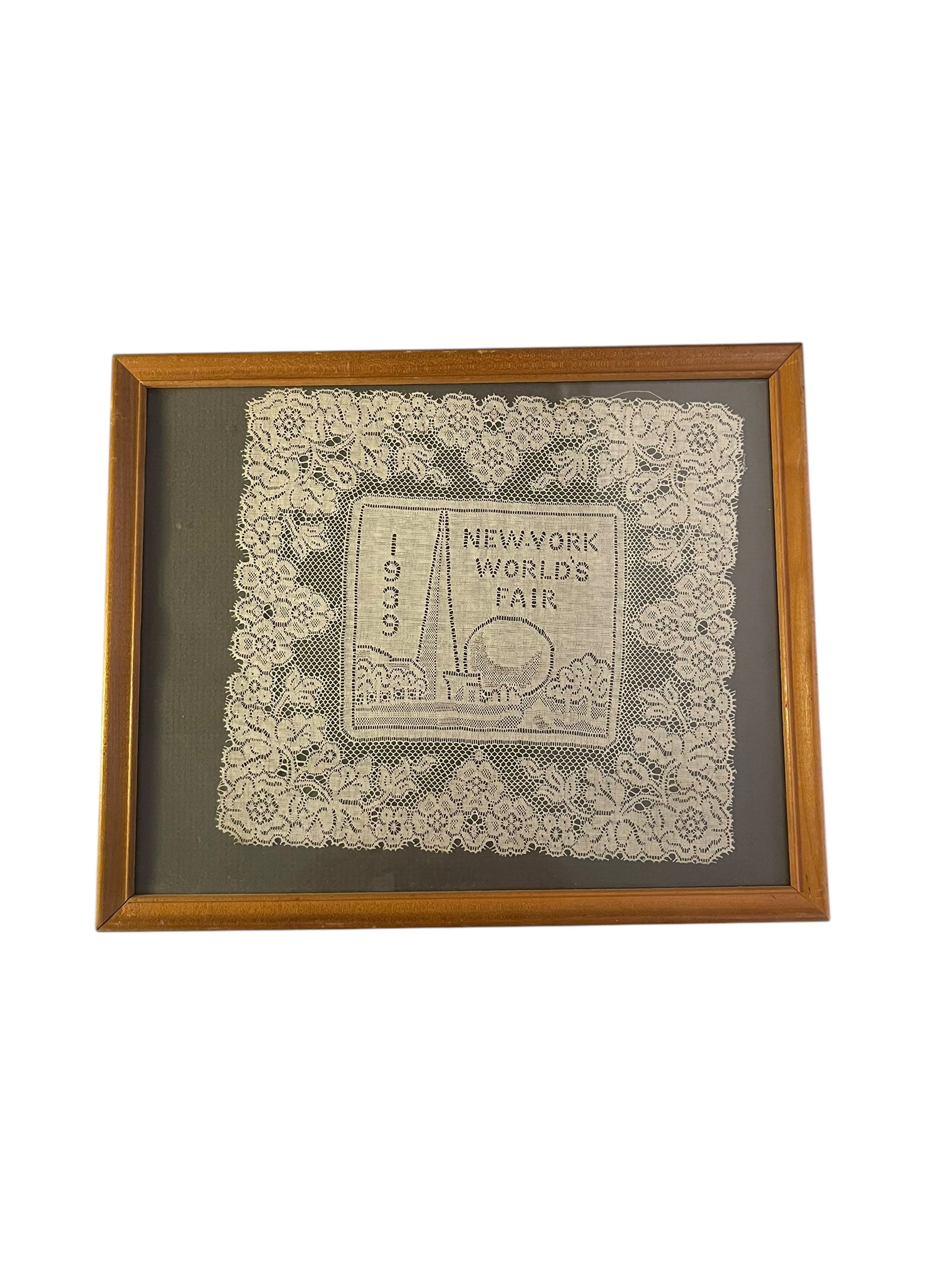 1939 New York Worlds Fair Framed Lace