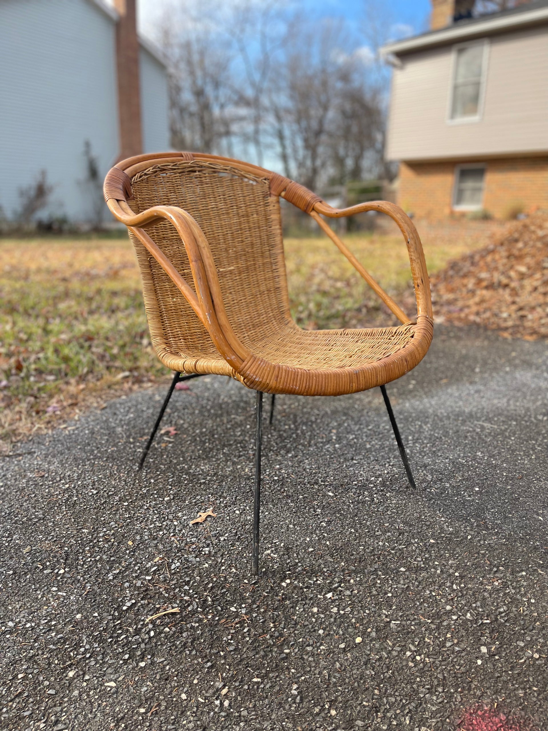 Arthur Umanoff Bamboo & Rattan Accent Chair