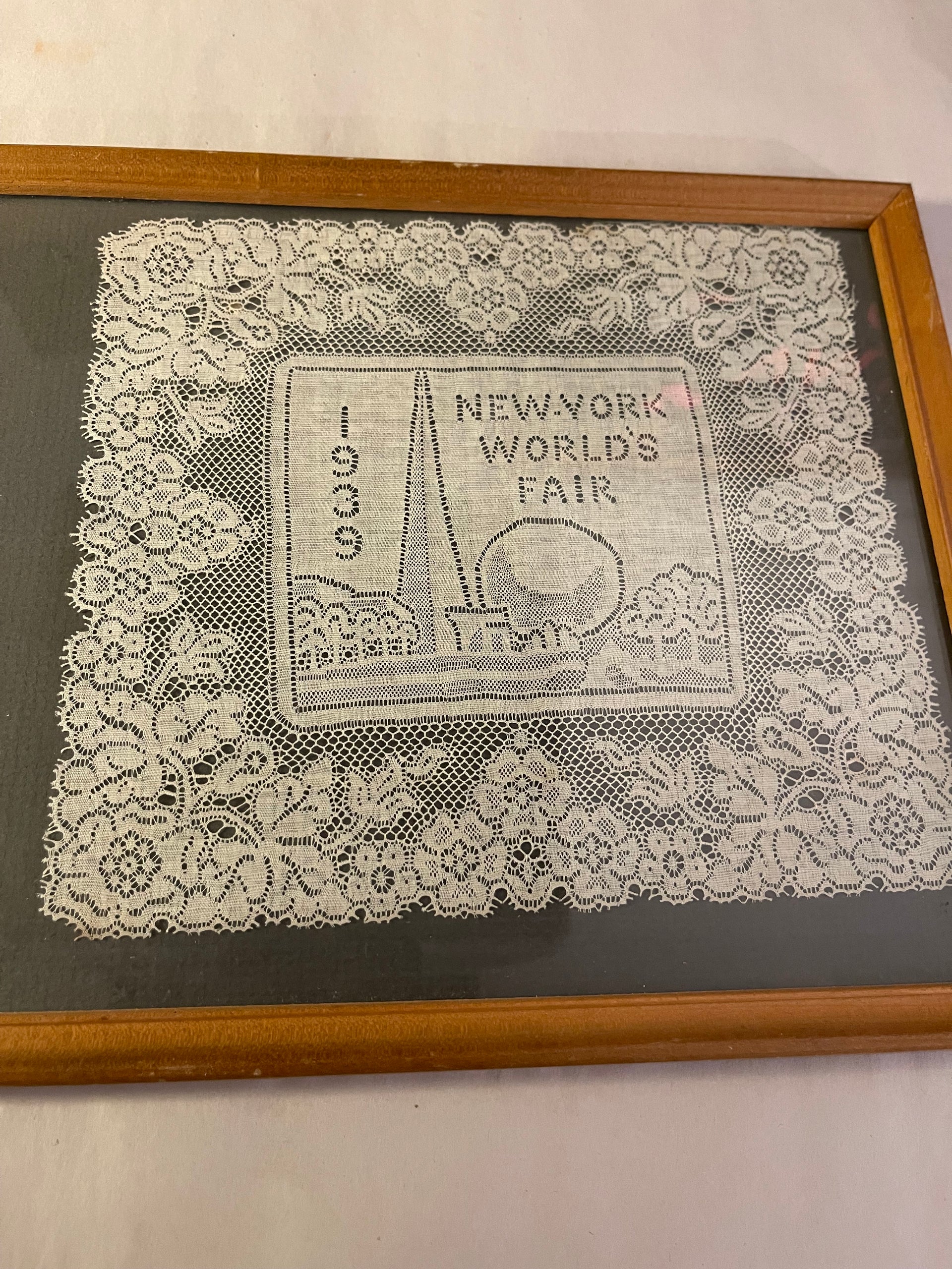 1939 New York Worlds Fair Framed Lace