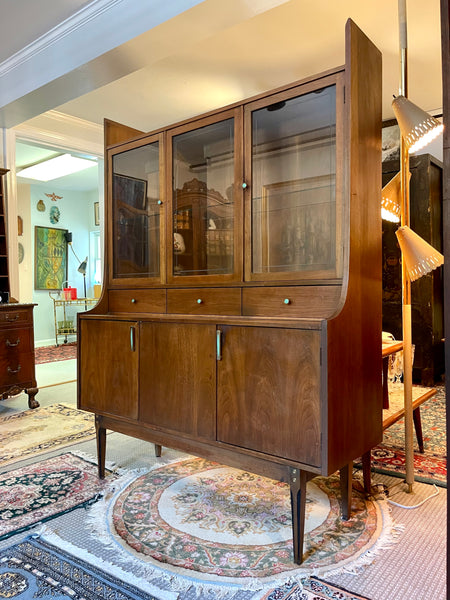 Midcentury Modern Walnut Petite China Cabinet from Kroehler