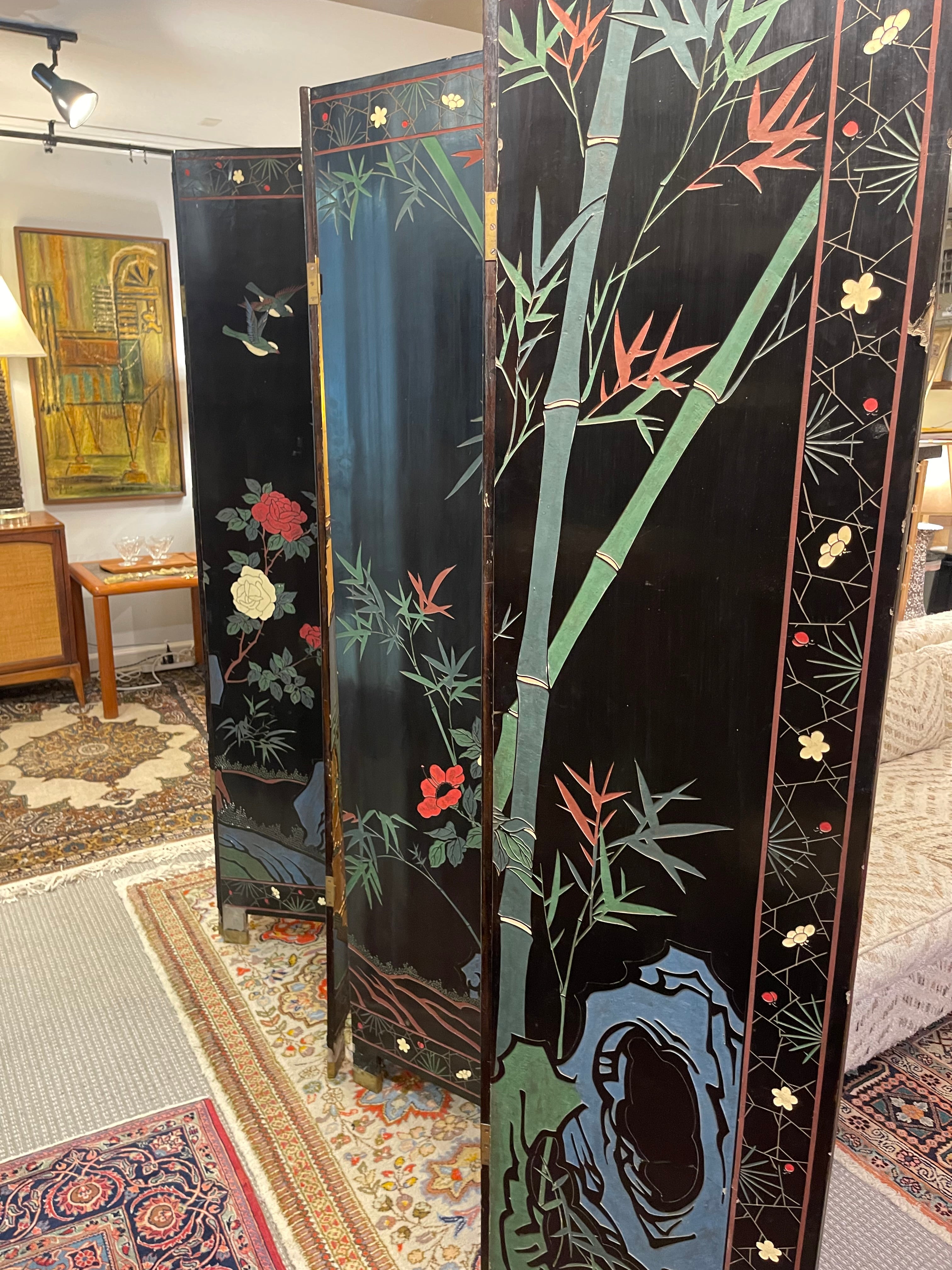 Screen Laquer Asiatic Black Lacquer Floor Screens – Magpie Reclamations
