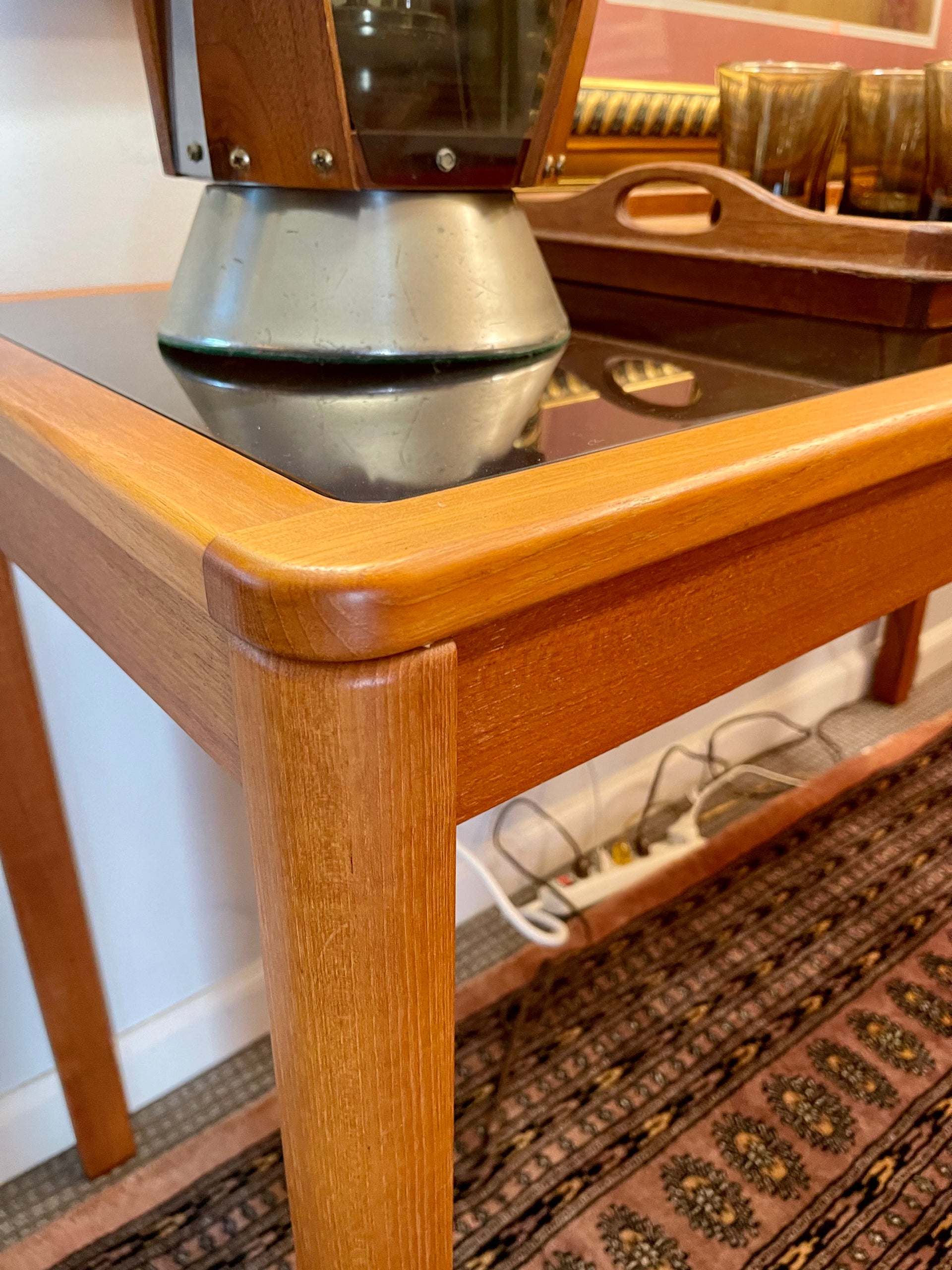 Scandinavian Modern Teak and Glass Console Table