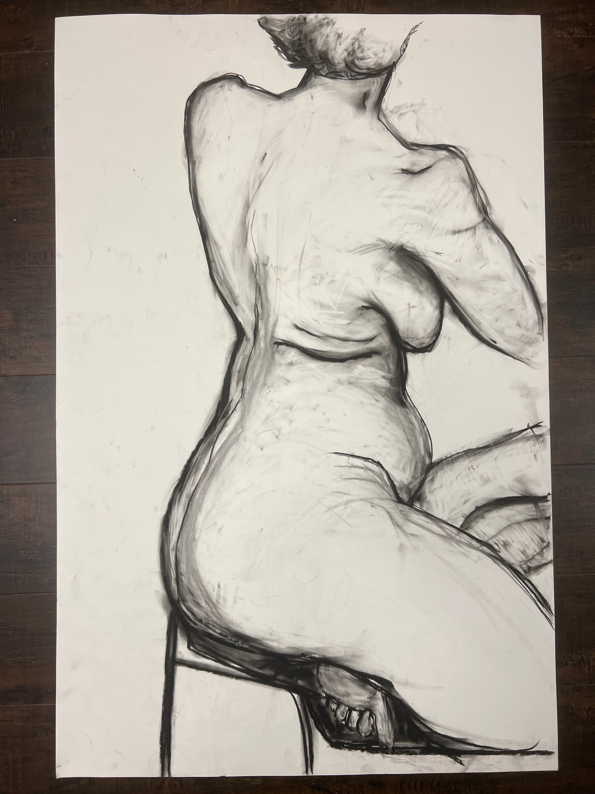 Woman on Stool in Charcoal (Nina Gelin-Meier Collection)