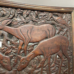 Vintage Hand-Carved Wooden Artwork Depicting Deer or Antelope