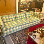 Vintage King Furniture Mfg Upholstered Green & Yellow Sofa