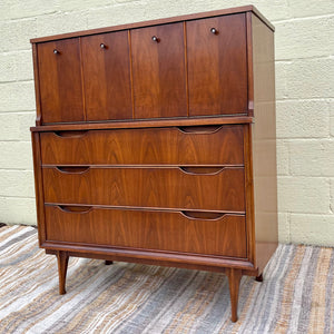 Midcentury Modern Walnut Gentleman’s Chest or Tallboy Dresser