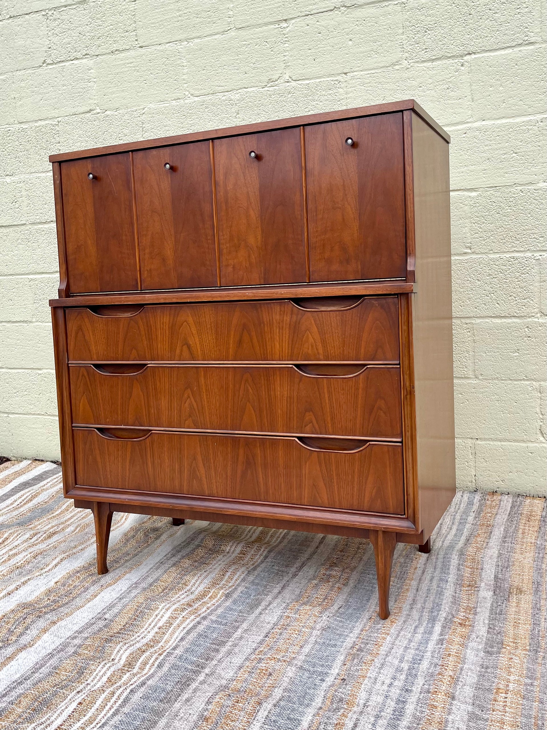 Midcentury Modern Walnut Gentleman’s Chest or Tallboy Dresser