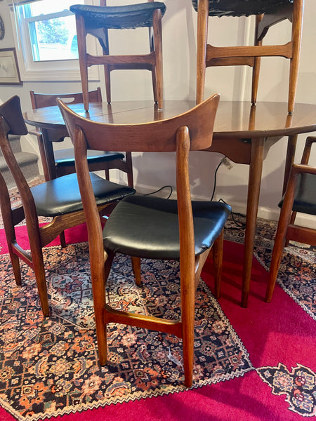 Midcentury Modern Walnut Dining Table & Six Chairs