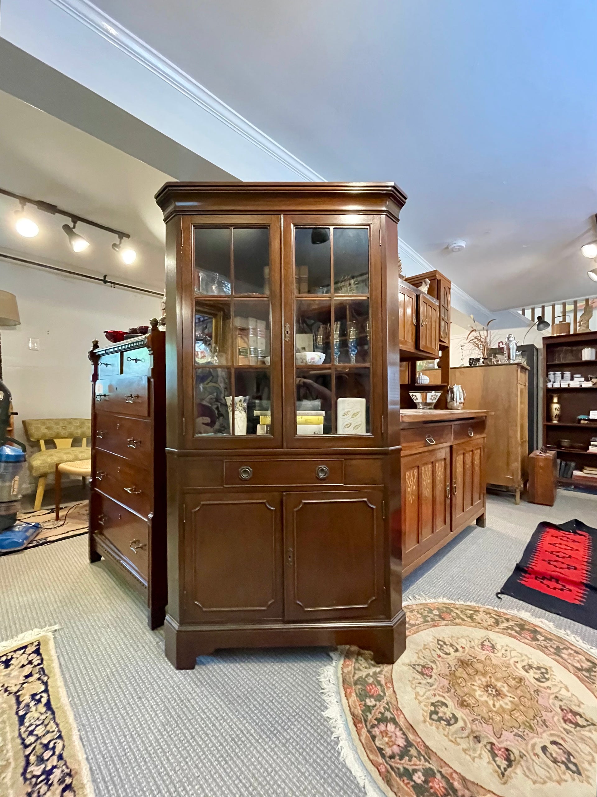 Antique American Empire Style Corner Cabinet