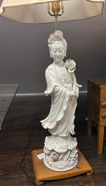 Blanc De Chine Porcelain Geisha Lamp