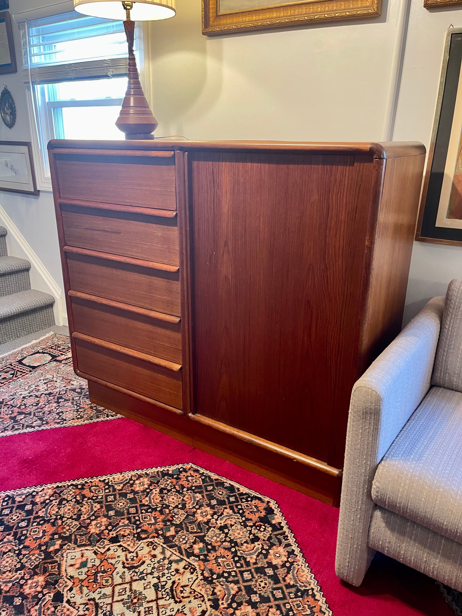 Kibaek Mobelfabrik A/S Danish Modern Teak Chest of Drawers with Tambour Door