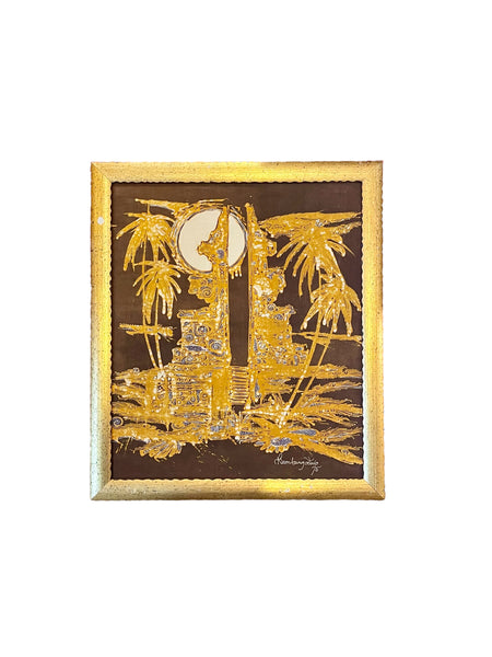 Gold Tropical Batik Signed and Dated 1975