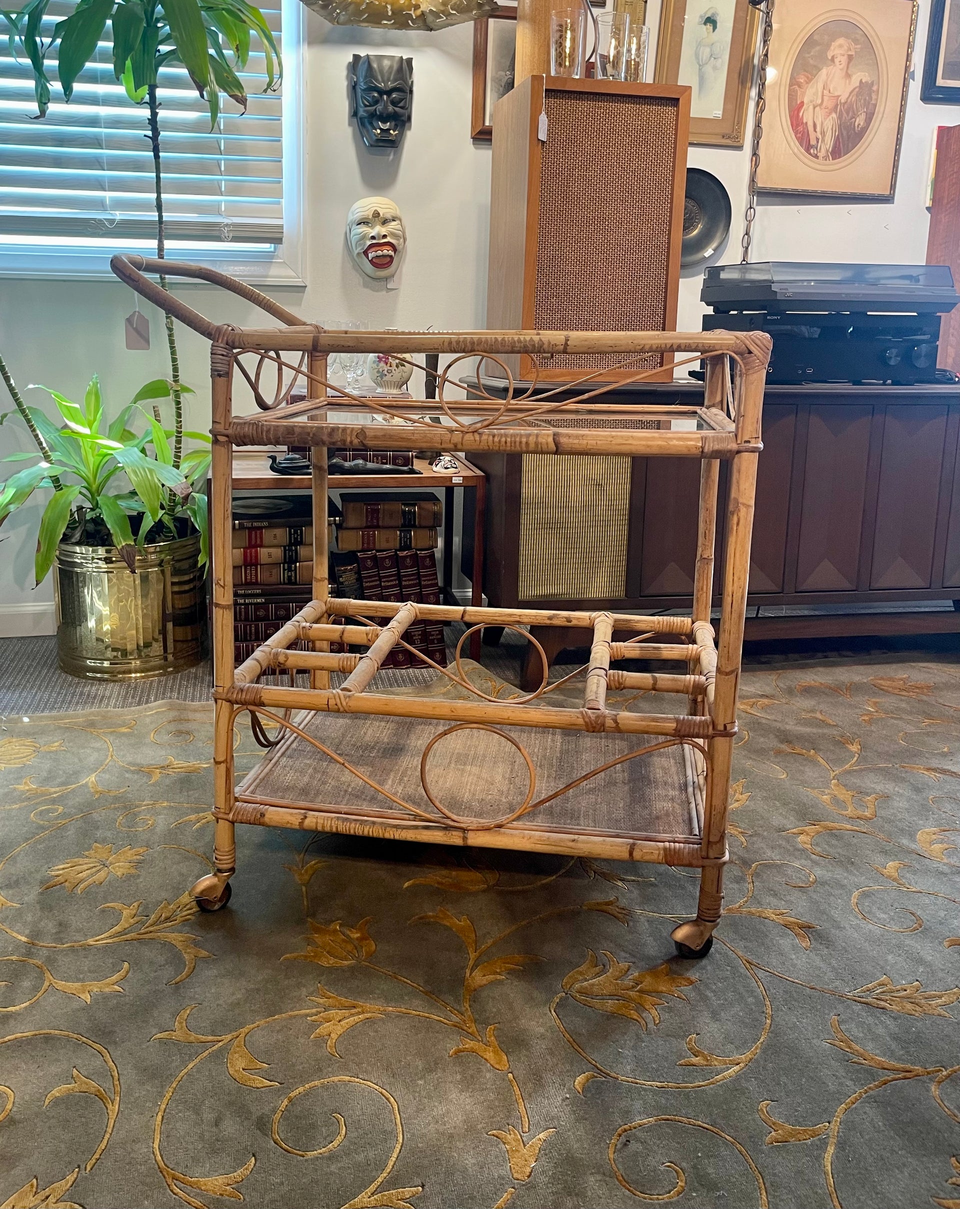 Bamboo MCM Bar Cart