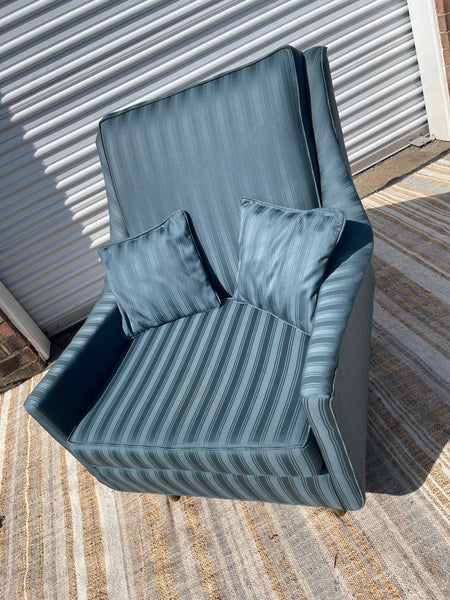 Midcentury Modern Reupholstered Blue Armchair