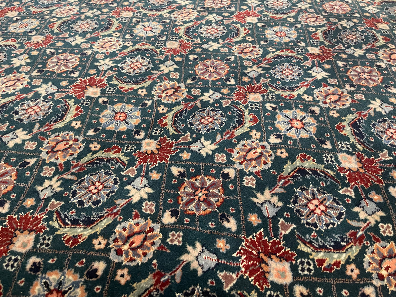 Vintage Aquamarine, Red and Blue Hand Knotted Area Rug