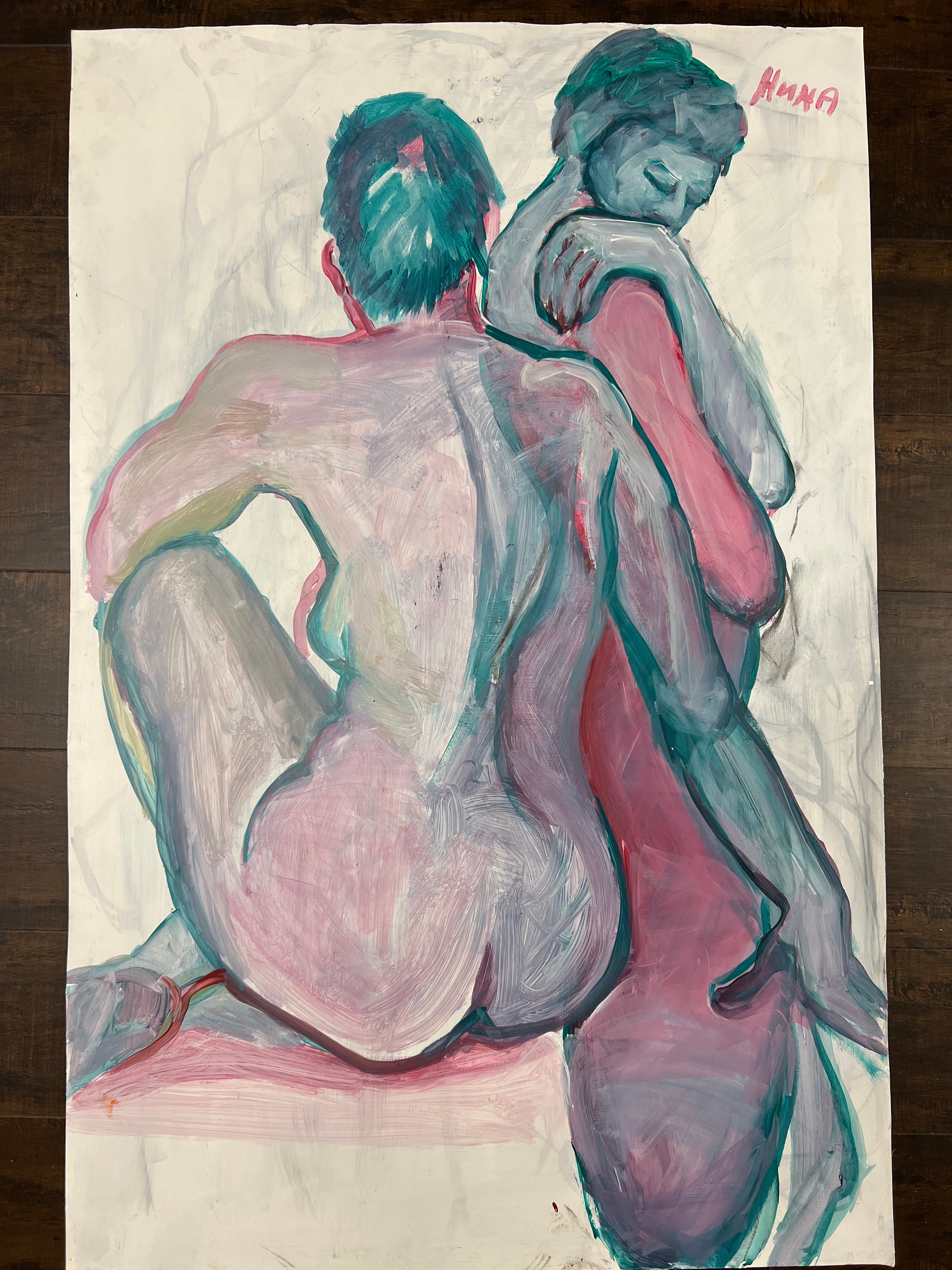 Pink and Teal Nude Acrylic (Nina Gelin-Meier Collection)