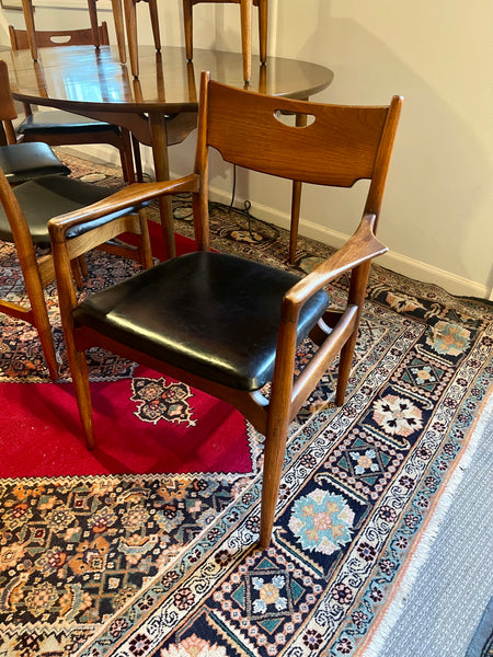 Midcentury Modern Walnut Dining Table & Six Chairs