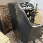 Midcentury Modern Black Vinyl Tufted Armchair