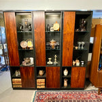 Vintage Harvey Probber Alternating Door Display Cabinets Rosewood & Ebonized Oak