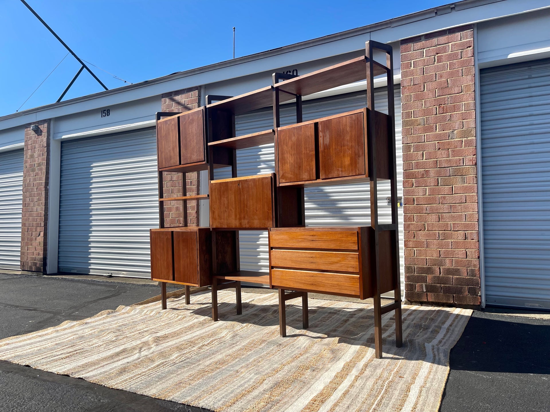 Scandinavian Modern-Style Modular Teak Wall Unit