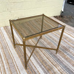 Smoked Glass and Brass Side Table