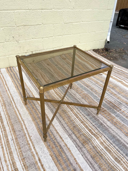 Smoked Glass and Brass Side Table