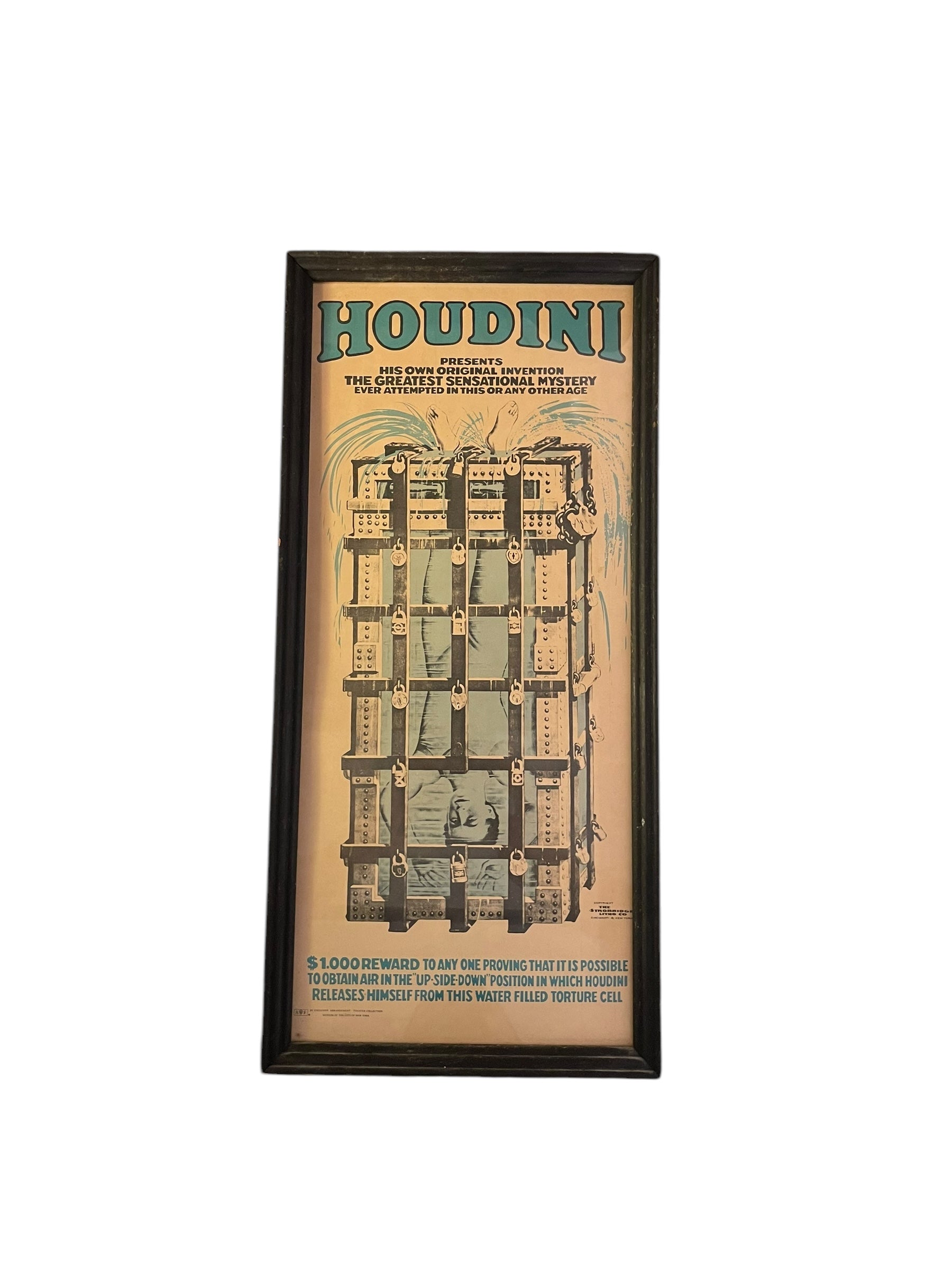 Harry Houdini Original Lithograph by The Strobridge Lithograph Co