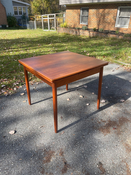 Scandinavian Modern Teak Petite Dining Table with Two Leaves