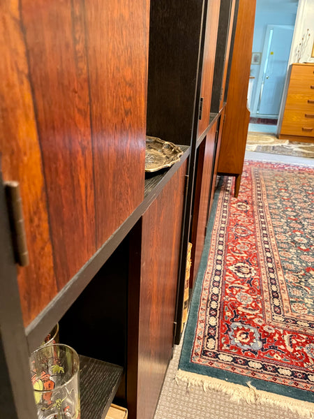 Vintage Harvey Probber Alternating Door Display Cabinets Rosewood & Ebonized Oak