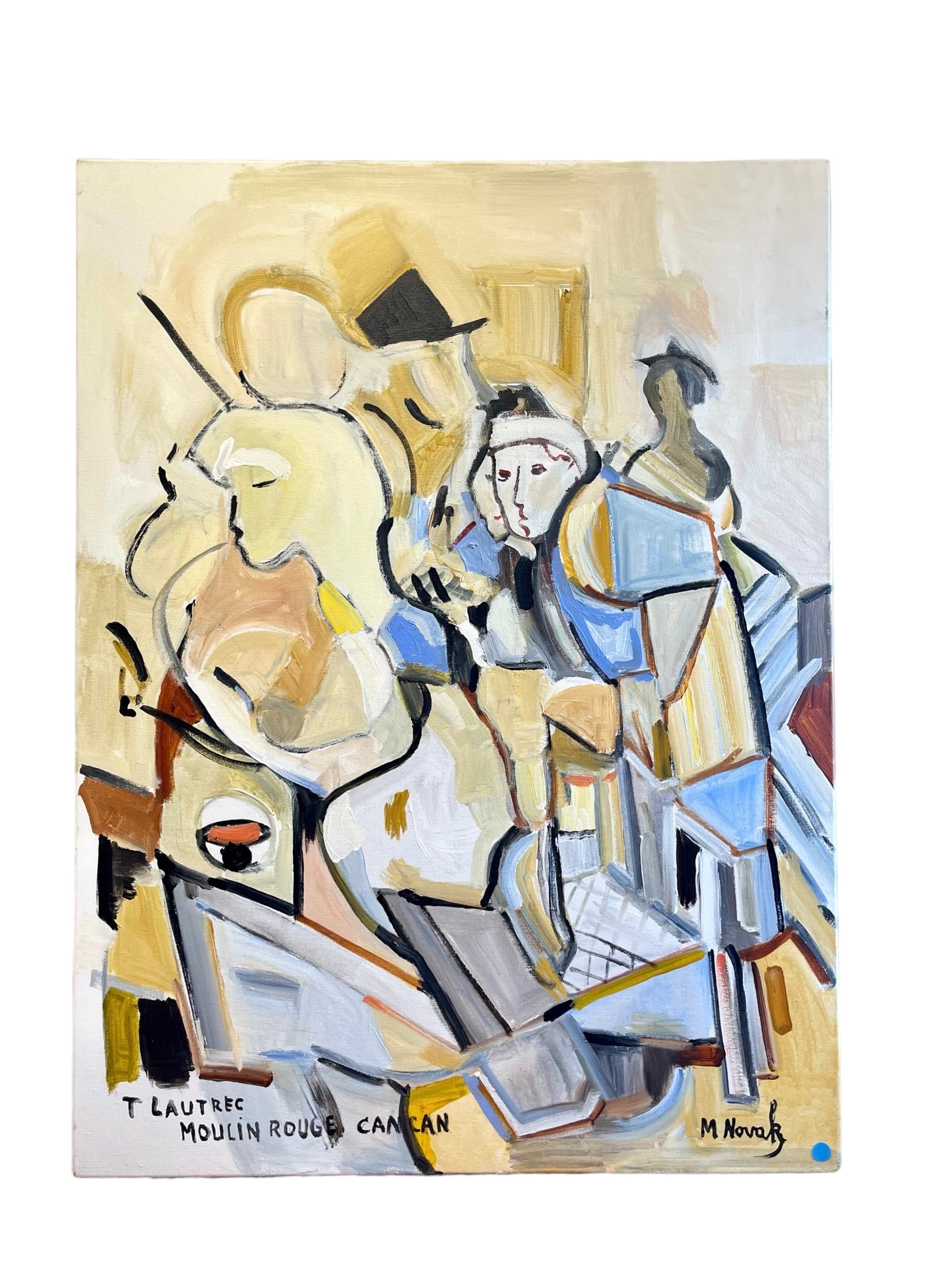 Mladen Novak “T Lautrec Moulin Rouge Can Can” Signed Oil on Canvas Painting